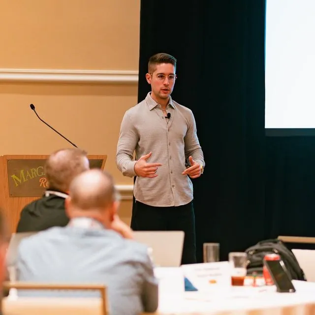 Speaking at a corporate meeting